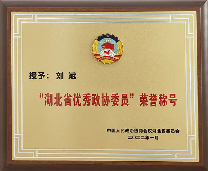 “湖北省优秀政协委员”荣誉称号